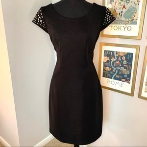 Chetta B Black Pencil Dress with Studded Sleeves